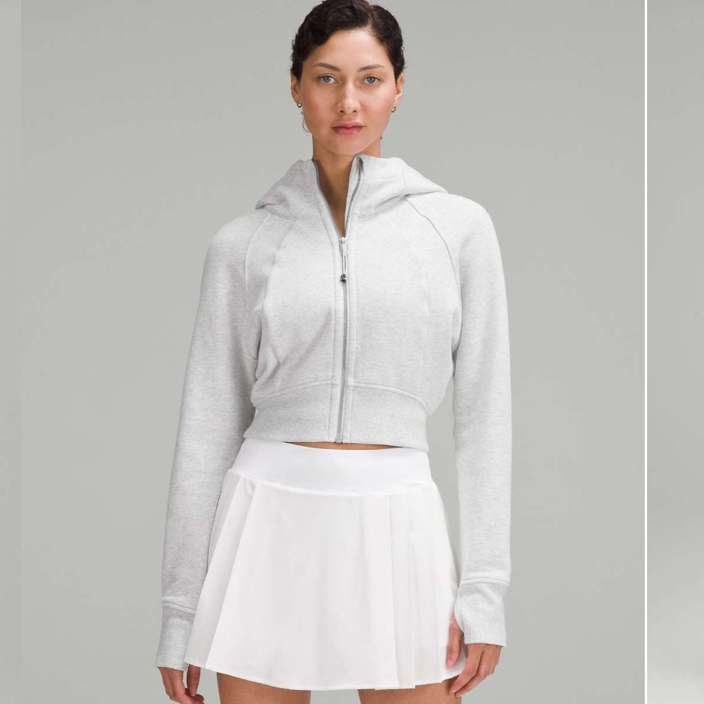 Lululemon Scuba Full-Zip Cropped Hoodie in light heather gray